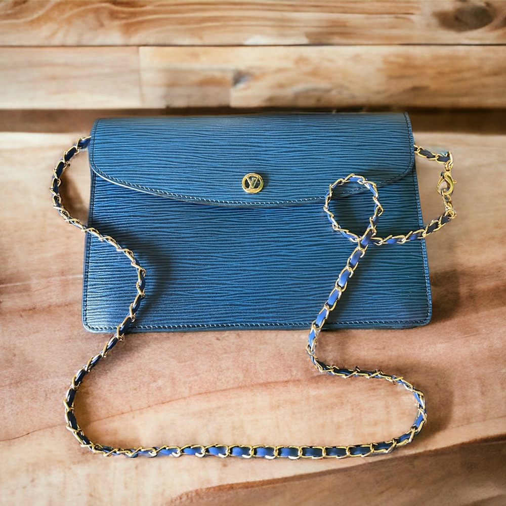 COPY - Authentic Louis Vuitton Blue Epi Montaigne Clutch